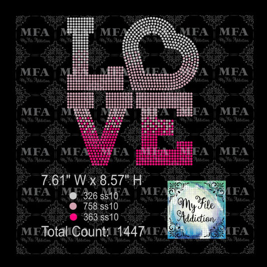 Love Stacked Ombre Rhinestone Digital Download File