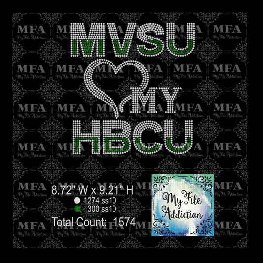 MVSU Love My HBCU Rhinestone Digital Download File - My File Addiction