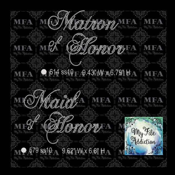 Maid & Matron of Honor Rhinestone Digital Download File - My File Addiction