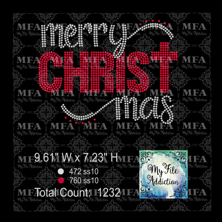 Merry Christ mas Rhinestone Digital Download File