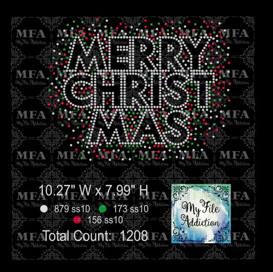 Merry Christmas Scatter Rhinestone Digital Download File