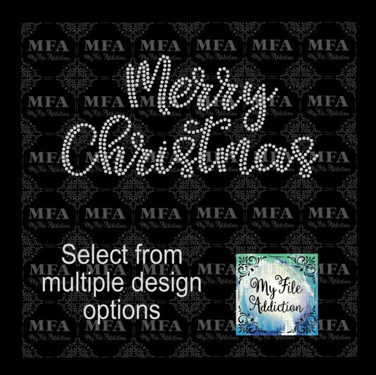 Merry Christmas Wording Single Rhinestone Design