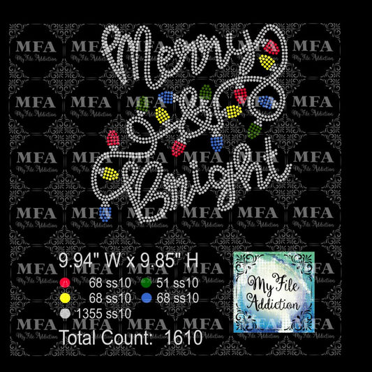 Merry and Bright 1 Rhinestone Digital Download File