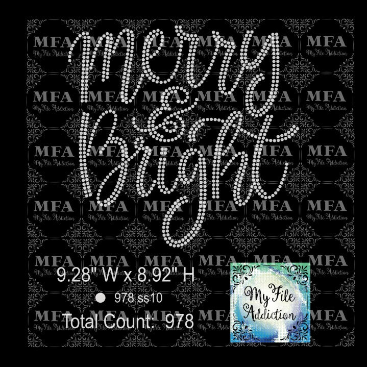 Merry and Bright 2 Rhinestone Digital Download File