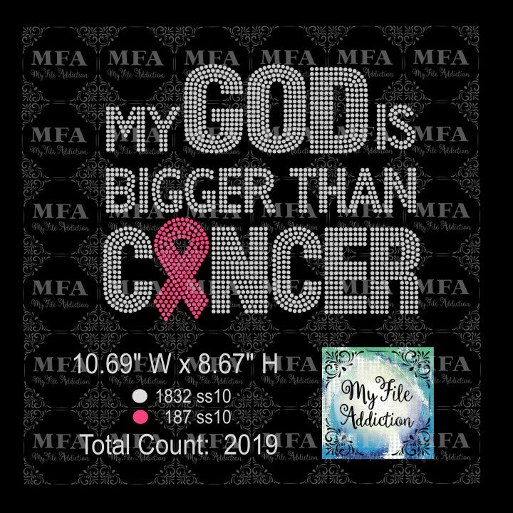 My God Is Bigger Than Cancer Rhinestone Digital Download File