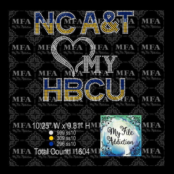 NC A&T Love My HBCU Rhinestone Digital Download File - My File Addiction