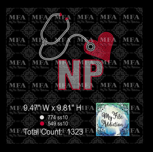 NP with Heart Rhinestone Digital Download File - My File Addiction