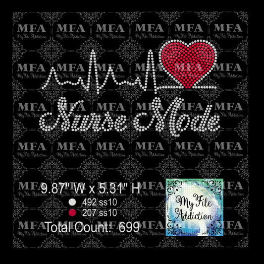 Nurse Mode Heartbeat Rhinestone Digital Download File