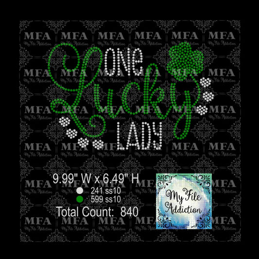 St Patrick's Day One Lucky Lady Rhinestone Digital Download File