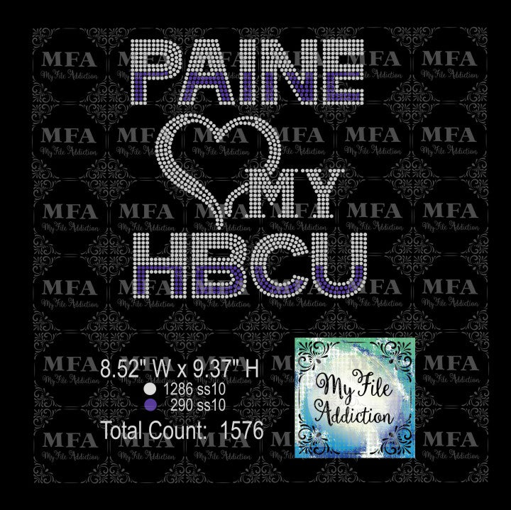 Paine Love My HBCU Rhinestone Digital Download File - My File Addiction