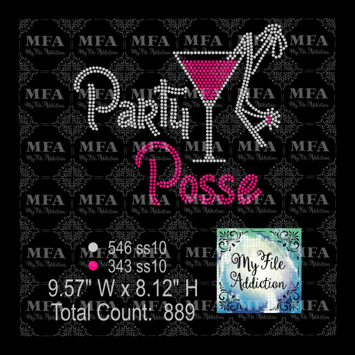 Party Posse Martini Glass Stiletto Rhinestone Digital Download File - My File Addiction