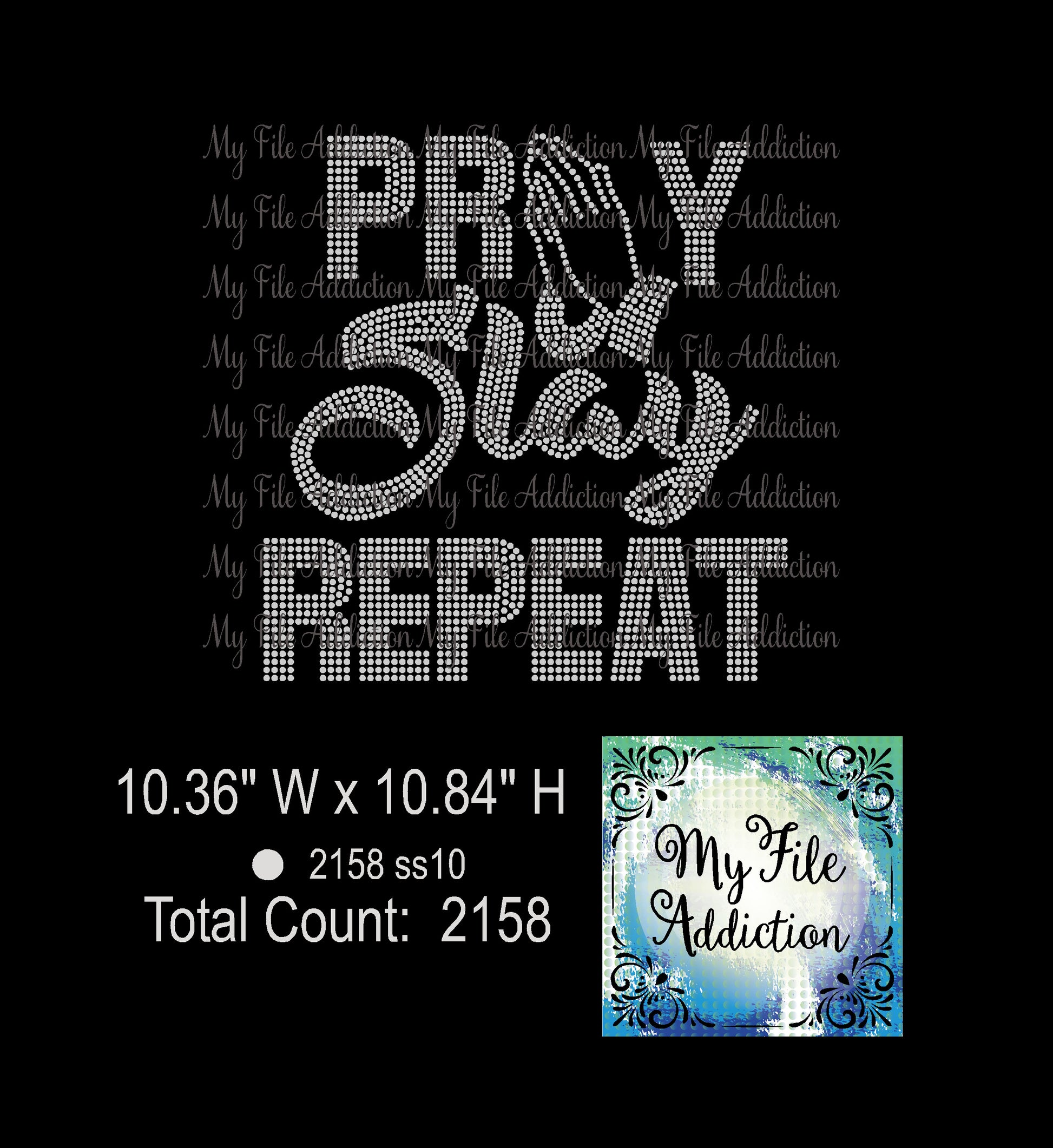 Pray Slay Repeat Rhinestone Digital Download File - My File Addiction