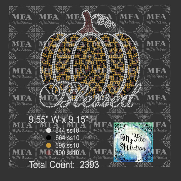 Pumpkin Leopard Print Blessed Rhinestone Digital Download File