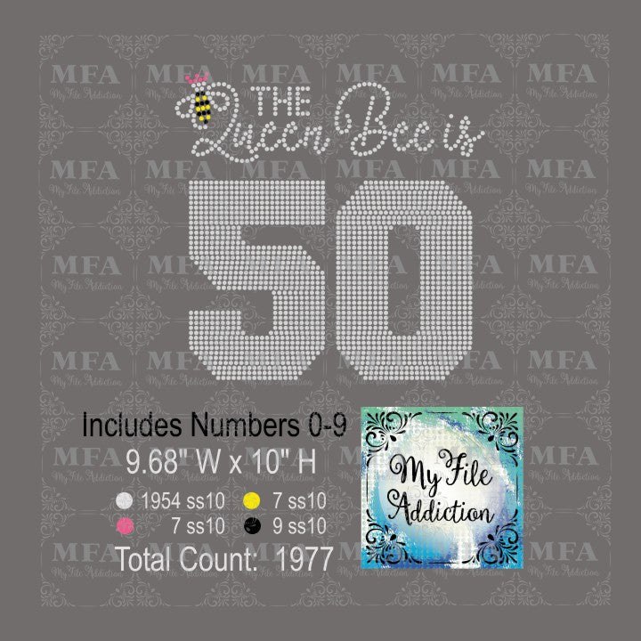 Queen Bee is with Numbers Rhinestone Digital Download File - My File Addiction