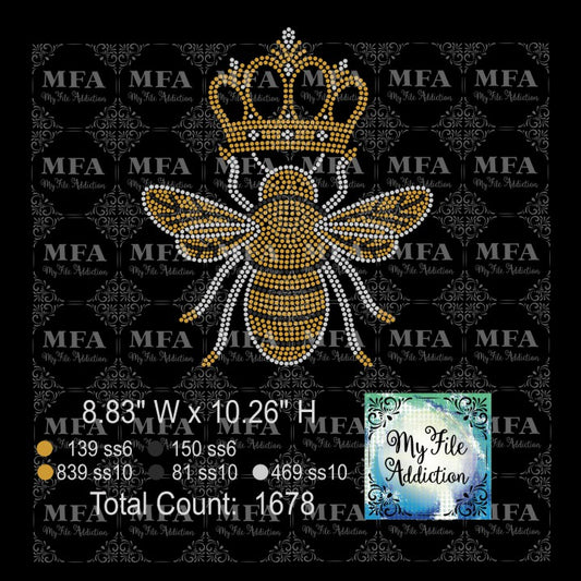 Queen Bee 2 With Crown Rhinestone Digital Download File - My File Addiction