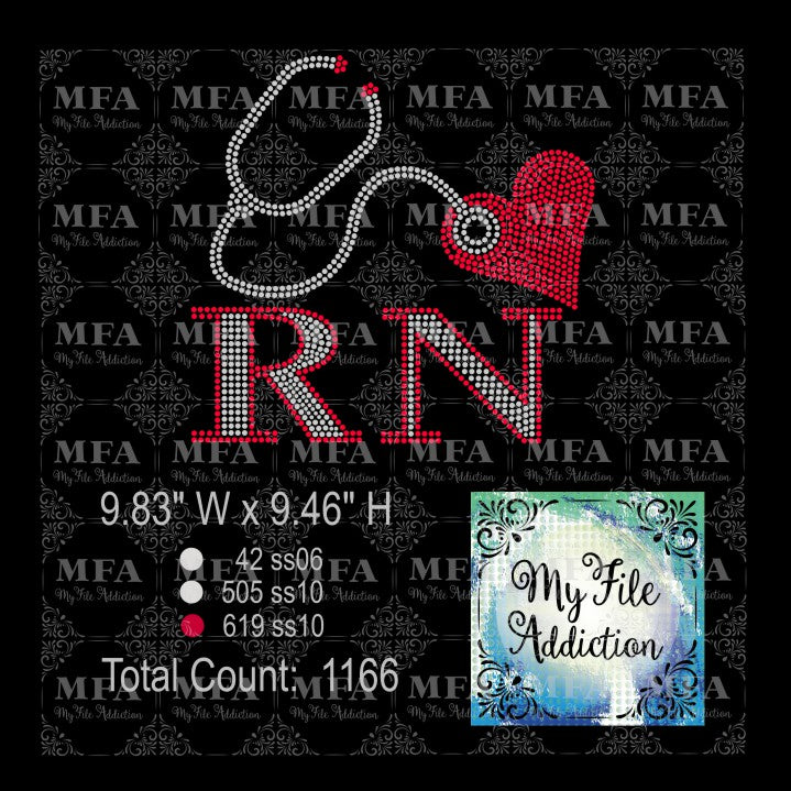 RN Heart Rhinestone Digital Download File - My File Addiction