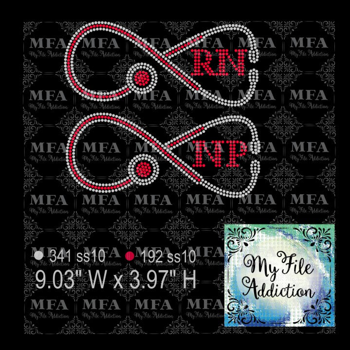 Infinity RN NP Stethoscope Rhinestone Digital Download File - My File Addiction