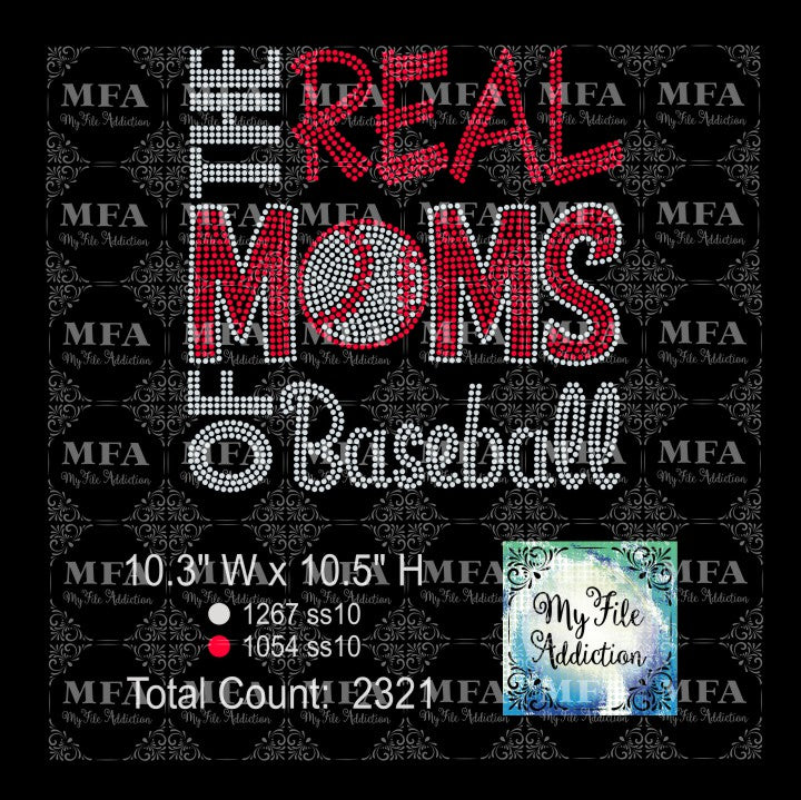The Real Moms of Baseball Rhinestone Digital Download File