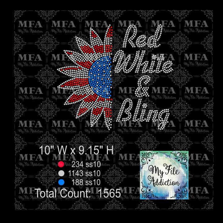 Red White & Bling 4th of July Rhinestone Digital Download File