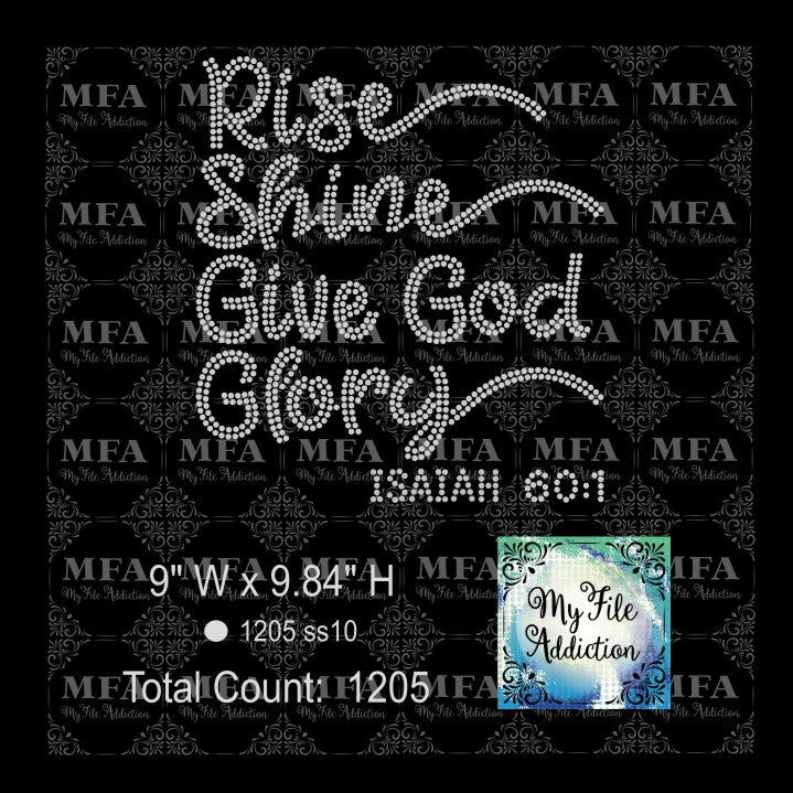 Rise Shine Give God Glory Rhinestone Digital Download File - My File Addiction