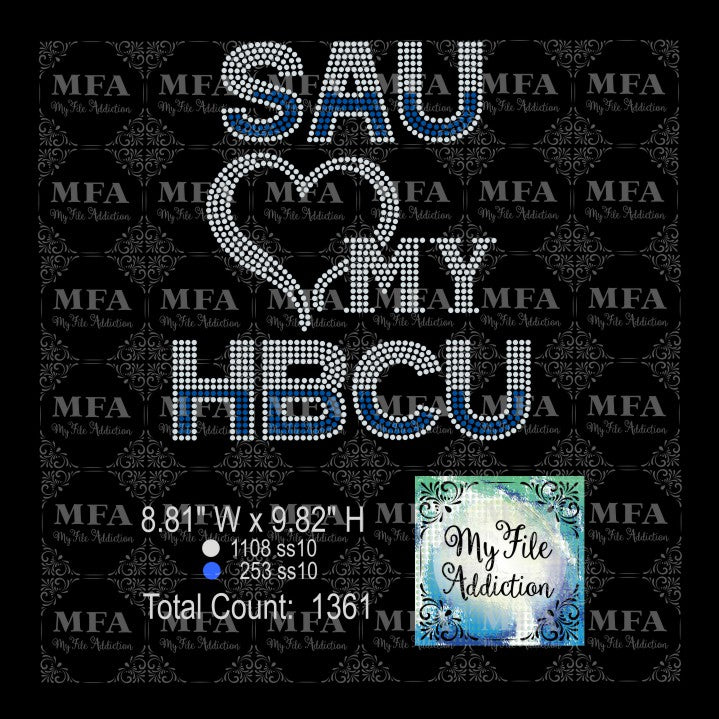 SAU Love My HBCU Rhinestone Digital Download File