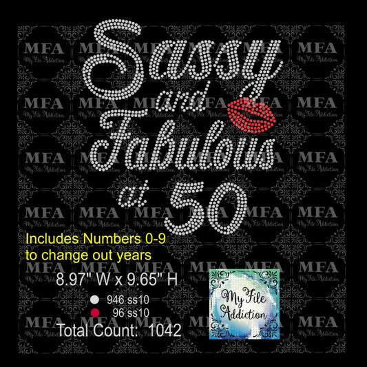 Sassy and Fabulous at 30 40 50 60 70 Rhinestone Digital Download File