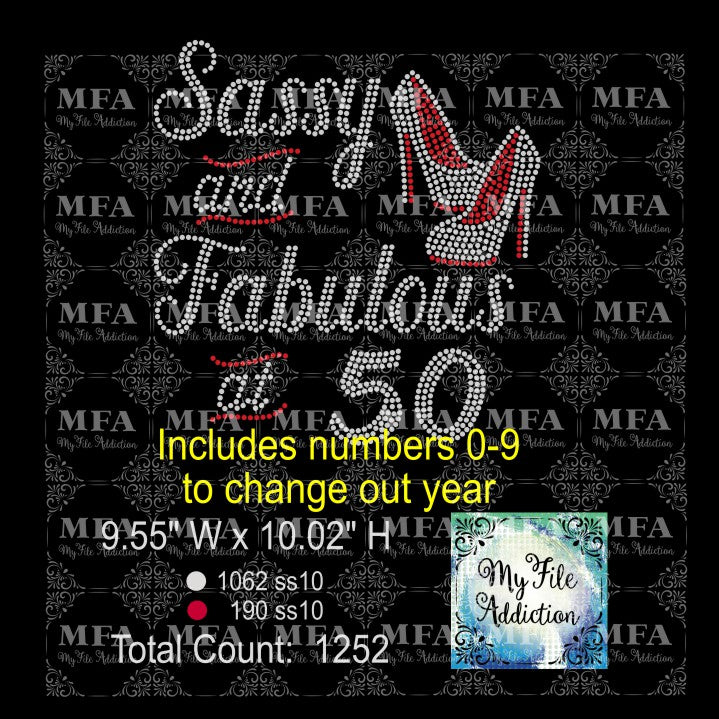 Sassy and Fabulous at 2 30 40 50 60 70 Rhinestone Digital Download File