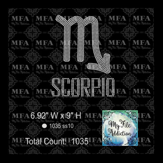 Scorpio 2 Zodiac Sign Rhinestone Digital Download File - My File Addiction