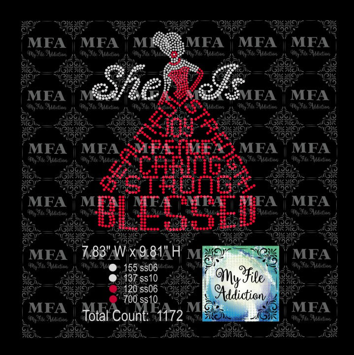 She Is Blessed Rhinestone & Vector Digital Download File - My File Addiction
