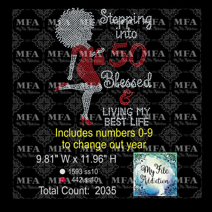 Stepping Into Number Blessed Woman 1 Rhinestone Digital Download File