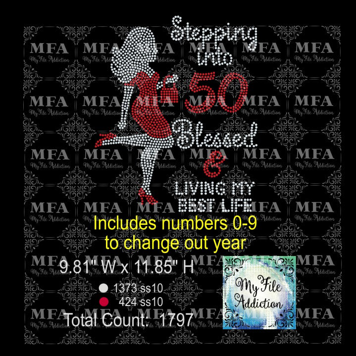 Stepping Into Number Blessed Woman 2 Rhinestone Digital Download File