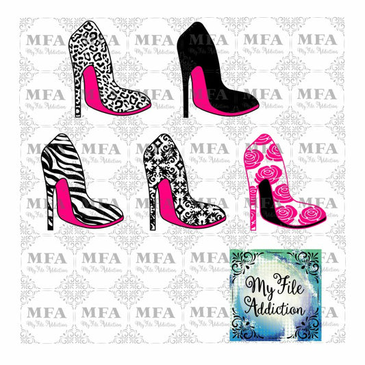High Heel Stiletto Shoe Collection Vector Digital Download File - My File Addiction