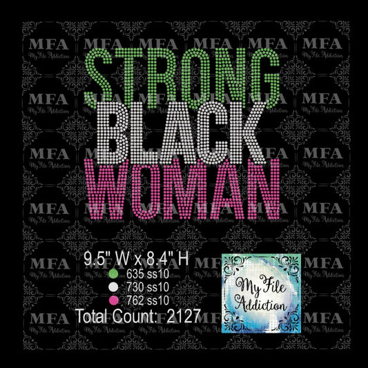 Strong Black Woman Rhinestone Digital Download File - My File Addiction