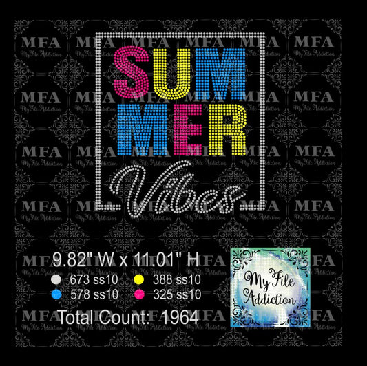 Summer Vibes Rhinestone Digital Download File