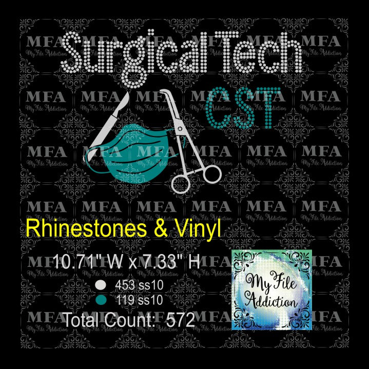 Surgical Tech CST Rhinestone & Vector Digital Download File - My File Addiction