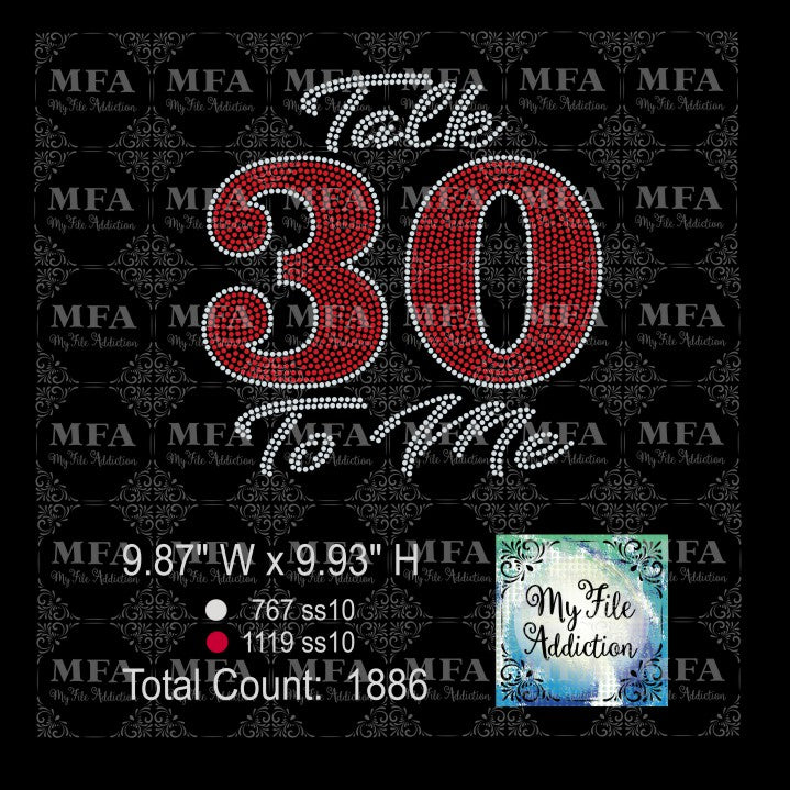 Talk 30 To Me Birthday Rhinestone Digital Download File