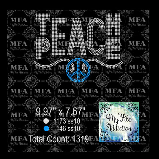 Teach Peace 1 Rhinestone Digital Download File