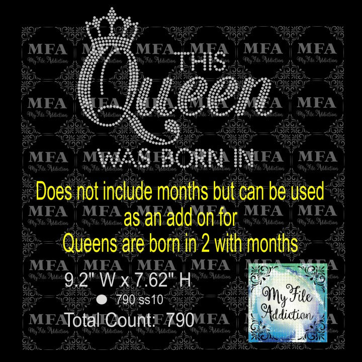 This Queen Was Born In 2 Add On Rhinestone Digital Download File - My File Addiction