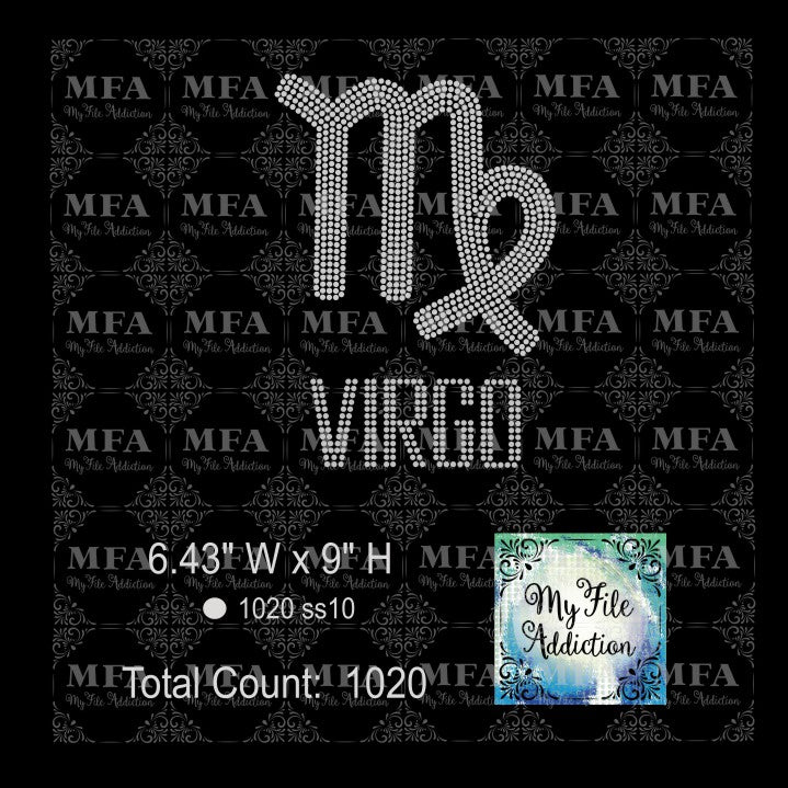 Virgo 2 Zodiac Sign Rhinestone Digital Download File - My File Addiction