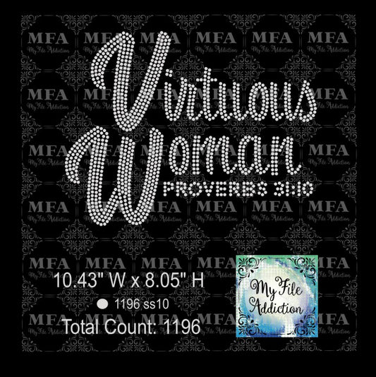 Virtuous Woman Proverbs 31:10 Rhinestone Digital Download File - My File Addiction