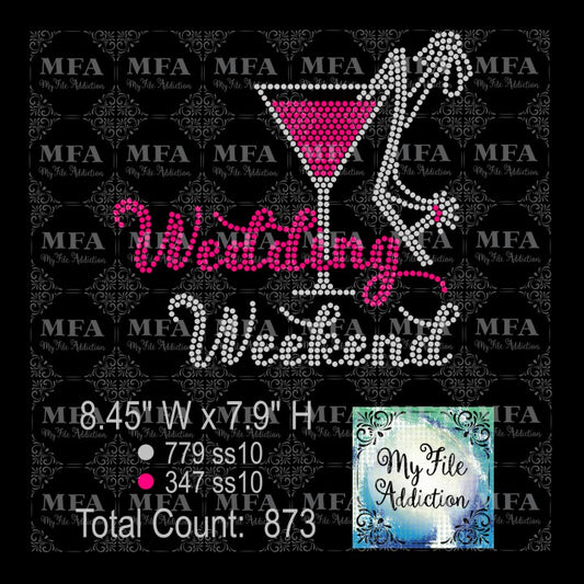 Wedding Weekend Martini Glass Rhinestone Digital Download File - My File Addiction