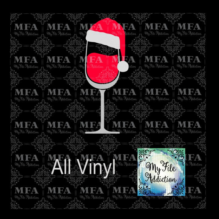 Wine Glass with Santa Hat Vector Digital Download File - My File Addiction