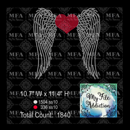Wings with Heart Rhinestone Digital Download File - My File Addiction