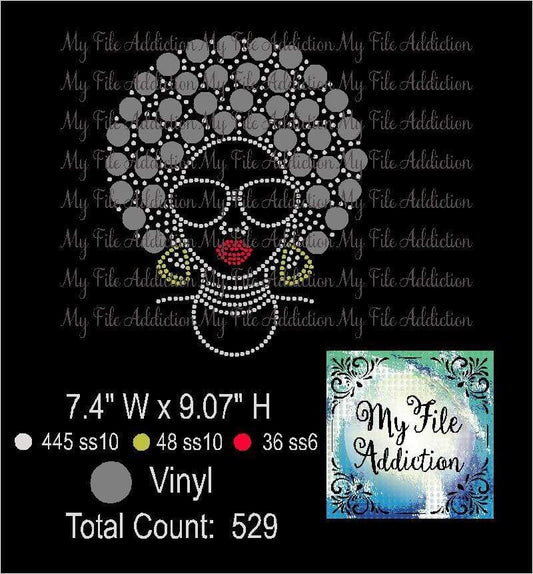 Afro Lady 1 Rhinestone & Vector Digital Download File - My File Addiction