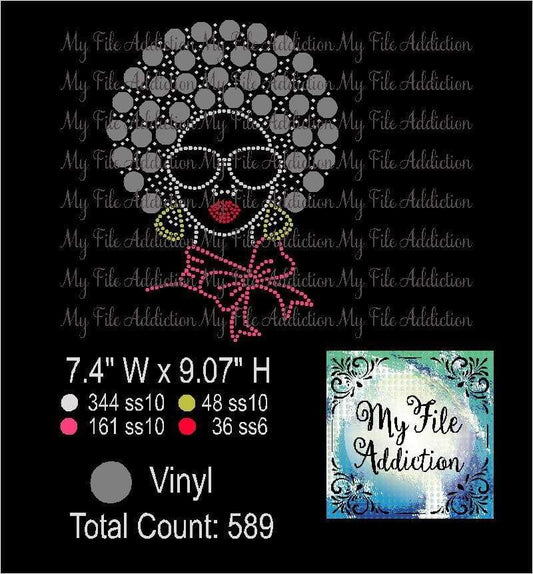 Afro Lady 2 Rhinestone & Vector Digital Download File - My File Addiction