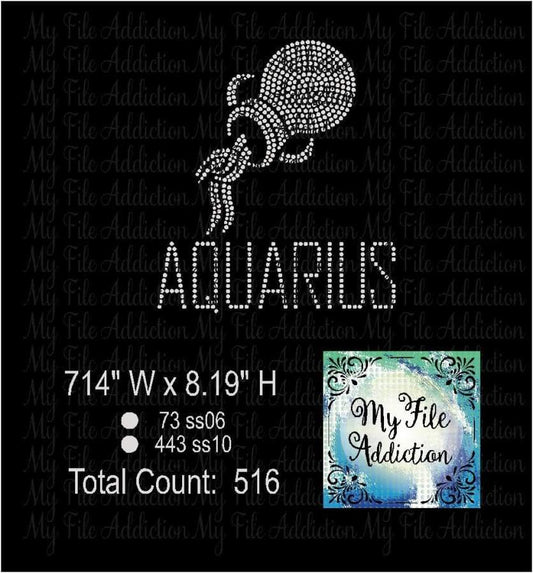 Aquarius Zodiac Rhinestone Digital Download File - My File Addiction