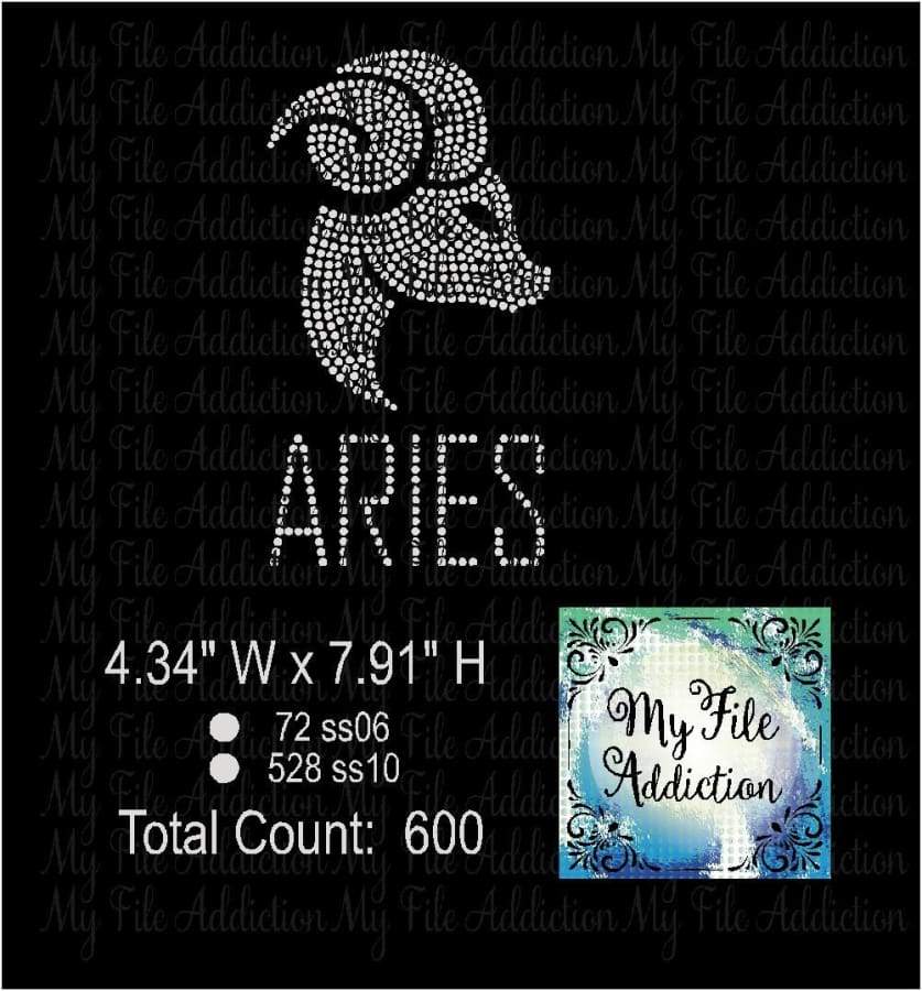 Aries Zodiac Rhinestone Digital Download File - My File Addiction
