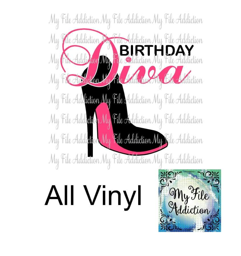 Birthday Diva High Heel Stiletto Shoe Vector Digital Download File - My File Addiction