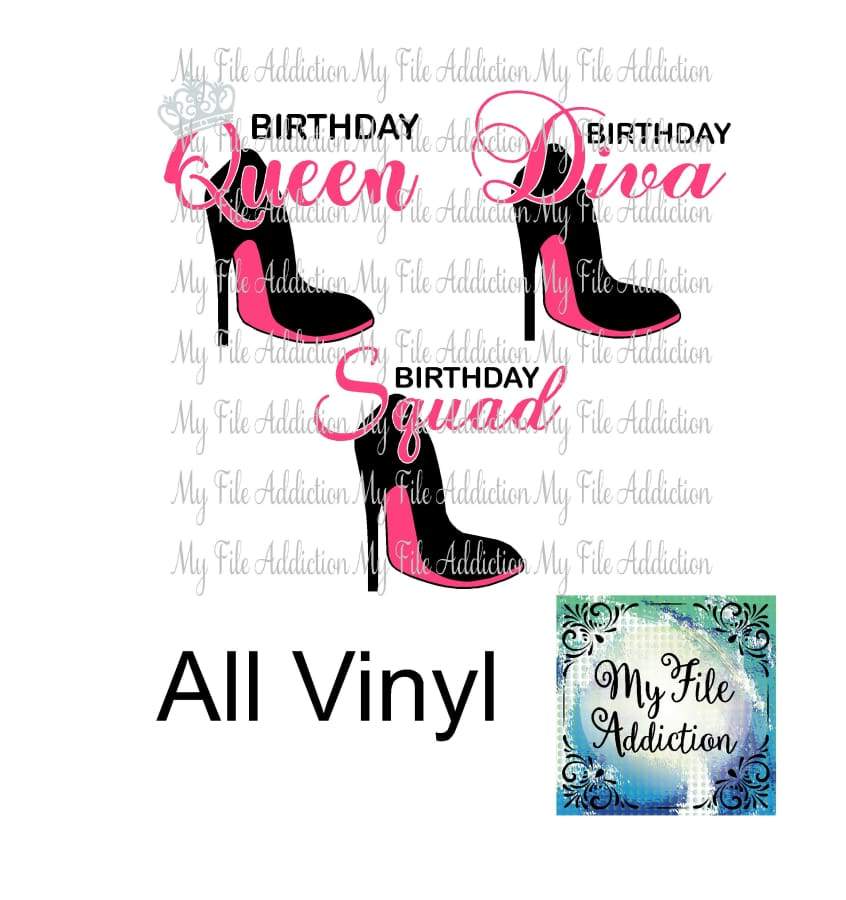 Birthday Diva Queen & Squad Stiletto Vector Digital Download File - My File Addiction