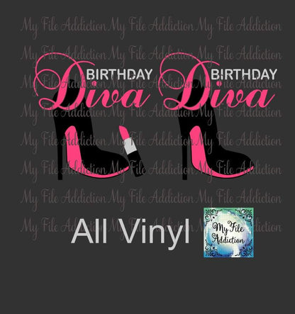 Birthday Diva Stiletto Vector Digital Download File - My File Addiction